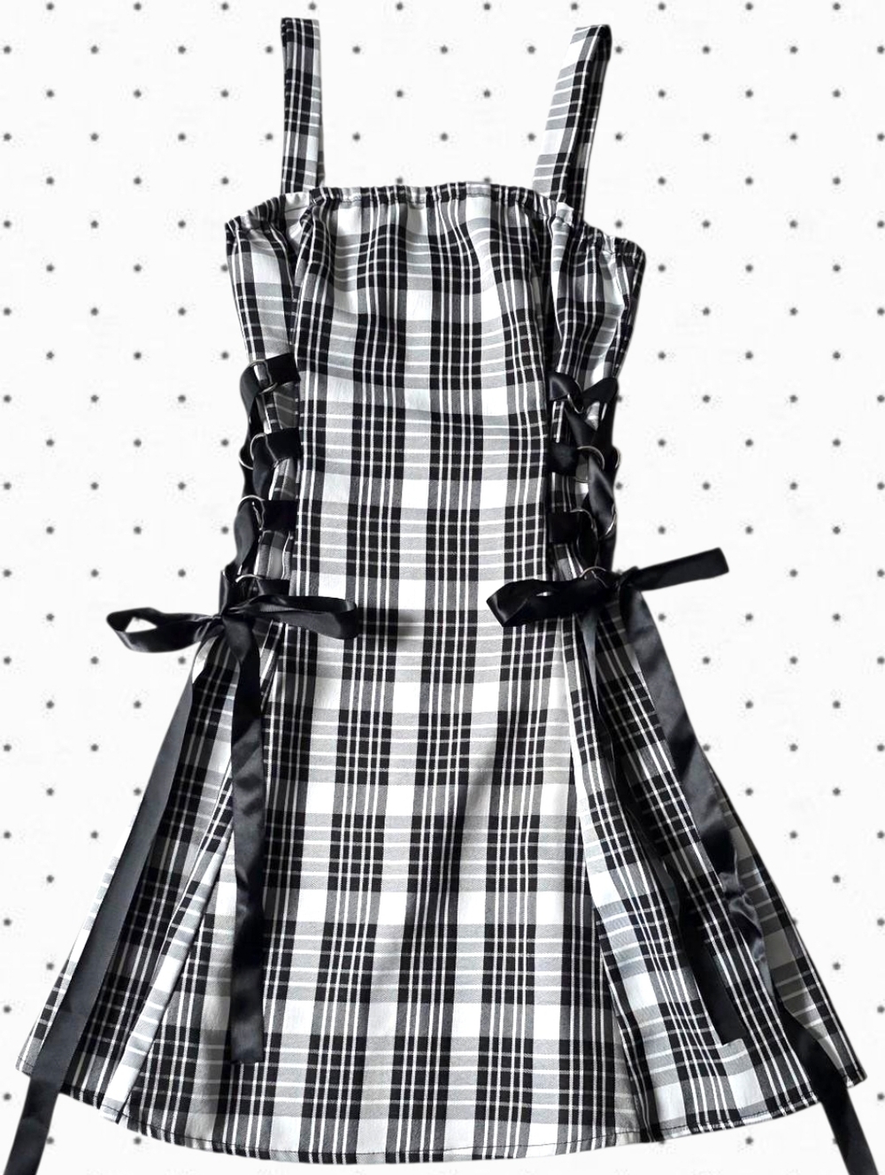 Unbranded white and black plaid dress with side detailing